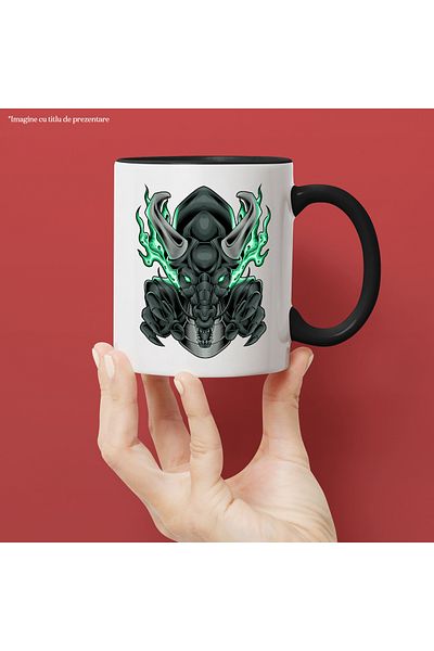 StoryGift Romania Mug With Dragon, Claws, Horns, Flames, Mecha, Robot, SF, Multicolor 330 ml, Ce, Cu, STG