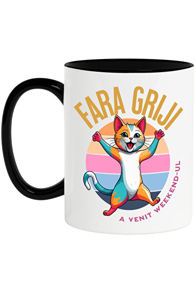 StoryGift Romania Cana Cu Pisica Colorata Vesela Text Fara Griji A Venit Week...