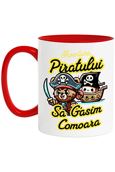 StoryGift Romania Cana Cu Urs Cu Palarie De Pirat Craniu Sabie Ascutita Corabie Text Aventura Pira, Cu ,stg