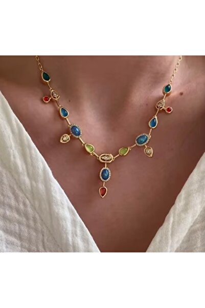 mibrillo قلادة من الأحجار الكريمة الملونة ذات 7 عناصر مكافئة للعلامة التجارية