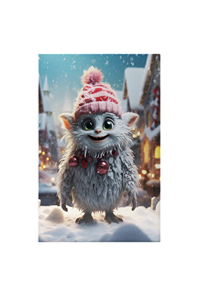 StoryGift Romania Tablou Canvas: Mic Monstrulet Alb Cu Fesul Gros Roz-rosu Si...