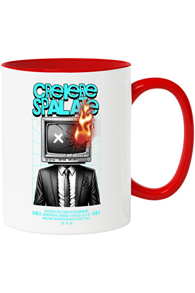 StoryGift Romania Cana Creiere Spalate - Televizor, Corporatist, Succes, 330ml, Ceramic Cu Maner R, Cu ,stg