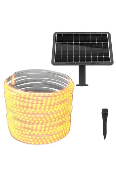 CLASSLIGHTS Kit bandă LED alb cald, 20 metri, panou solar monocristalin, 200w, IP65