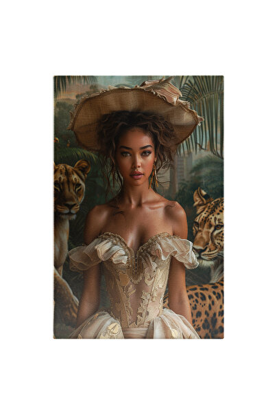 StoryGift Romania Tablou Canvas Frumoasa Fata In Rochie Cu Umerii Goi Si Corset Si Cercei Cu Par Saten Si Palari