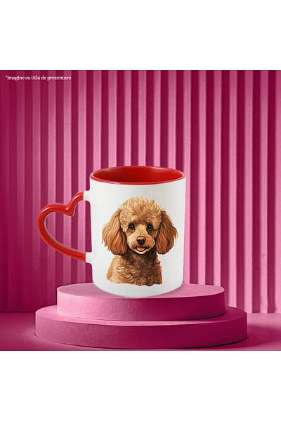 StoryGift Romania Mug with a furry puppy, illustration, playful, cheerful, for dog lovers, With,STG.