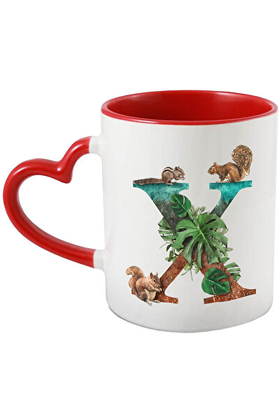 StoryGift Romania Cana Cu Litera, X, Veverite, Frunze, Multicolor 330 Ml, Cer...