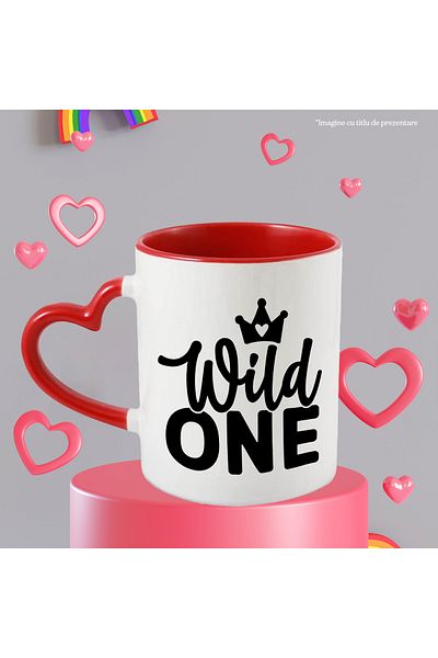 StoryGift Romania Mug with a royal crown and the text in English "Wild one" - the wild one with Handle, With ,STG