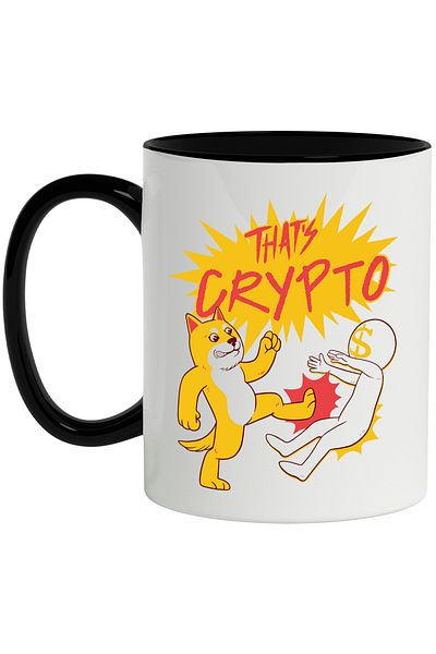 StoryGift Romania Mug With English Message That's Crypto, Dodge, Dollars, Hundred, Multicolor 330 ml, C, Cu