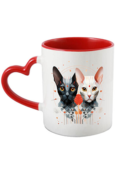 StoryGift Romania Cana Cu Pisici, Dualitate, Cerc, Geometric, Arta Abstracta,...