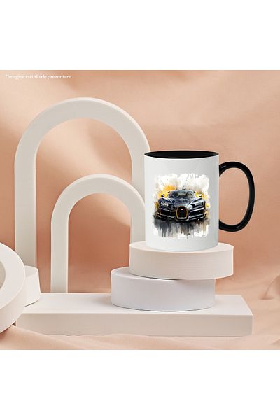 StoryGift Romania Sports Car Mug, Brand, Watercolor, Paint, Multicolor 330 ml, Ceramic with , With ,STG