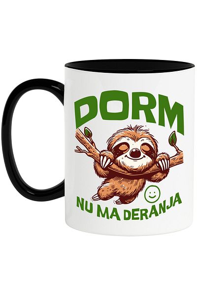 StoryGift Romania Mug with Lazy Animal Wide Smile Text Sleep Don't Disturb Me Similey makes Relaxation, , With