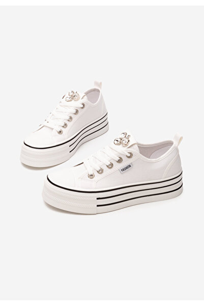 B T Shoes Bílé dámské plátěné tenisky Charita