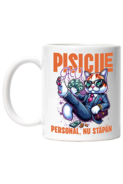 StoryGift Romania Cana Pisica Smechera Cu Ochelari Si Bacnote Mesaj Haios Pis...
