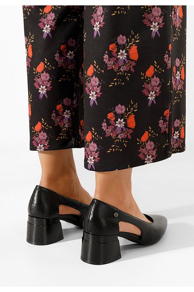 B T Shoes Pantofi Cu Toc Gros Peka B Negri
