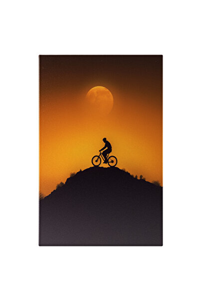 StoryGift Romania Tablou Canvas: Ilustratie Cu Un Biciclist - Apus De Soare O...