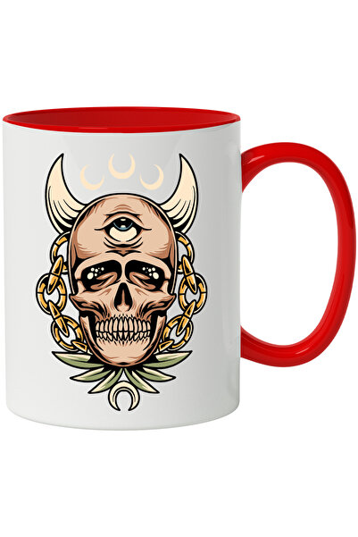 StoryGift Romania Cana Cu Craniu, Demonic, Ochi, Luna, Lant, Coarne, Frunze, ...