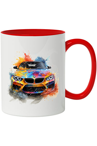 StoryGift Romania Cana Cu Masina, Bmw M4, Ilustratie Watercolor, Emblema, Multicolor 330 Ml, Ceram, Cu ,stg