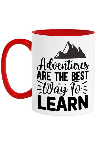 StoryGift Romania Mug with mountains and the message "Adventures are the best way to learn" - aventurile rep, Cu