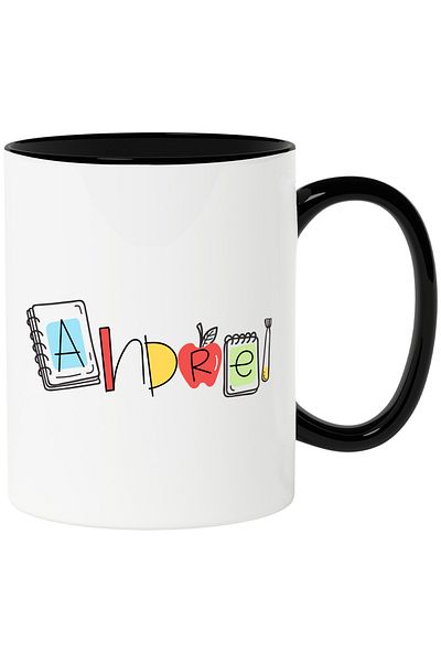 StoryGift Romania Mug With Name Andrei, and Funny Message, Curious, Sociable, Galagio, 330ml, Ceram, With