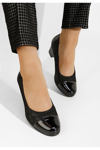 B T Shoes Pantofi Cu Toc Gros Samia Negri