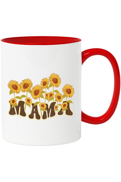 StoryGift Romania Mug with the message "Mother", illustration, mother, sunflowers, wonderful, and, With