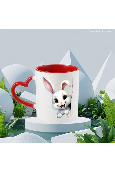 StoryGift Romania Mug with a happy rabbit | illustration | happiness | rodent | laughs | green eyes | , With ,STG