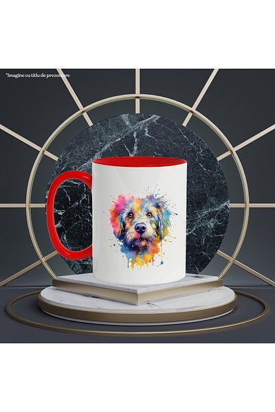 StoryGift Romania Puppy Head Mug, Small Size, Watercolor Illustration, Splashes, Multicolor 330 , With ,STG .