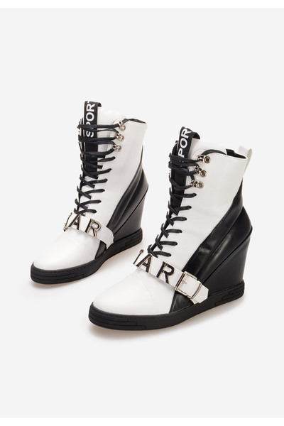 B T Shoes Bílé dámské tenisky na klínku Candy