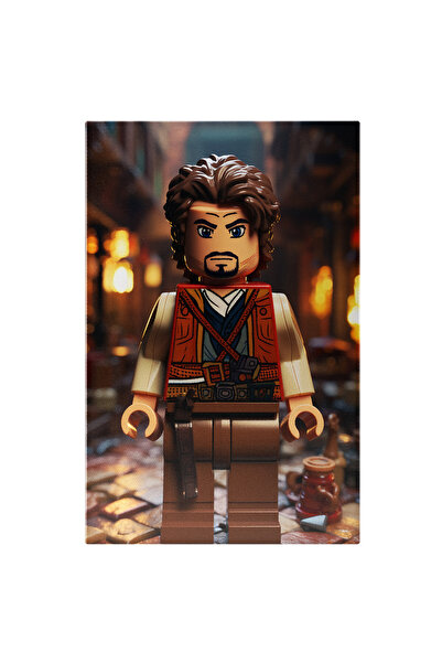 StoryGift Romania Tablou Canvas: Figurina Lego Masculina Cu Ochii Albastri Si Par Maro Cu Barba Neagra Imbracat