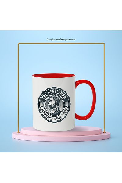 StoryGift Romania The Gentleman Barbership Shave & Cuts Message Mug, Emblem, Multicolor 330 ml,, With ,STG
