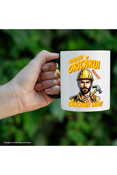 StoryGift Romania Cana Barbat Constructor Fundatia Oricarui Progres Ciocanul Meu!, 330ml, Ceramica, Cu ,stg