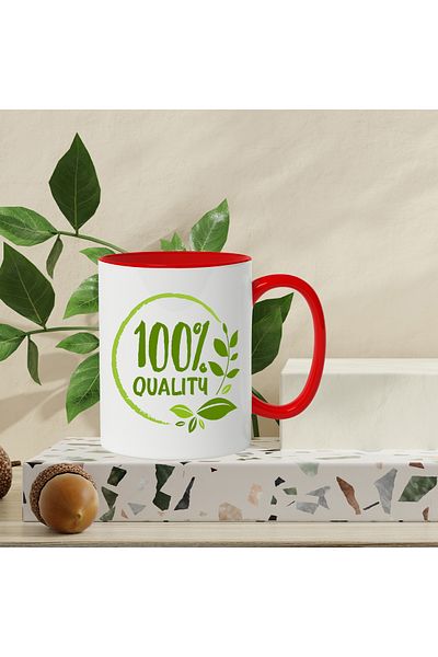 StoryGift Romania Mug With Message In English 100% Quality, Circle, Leaves, Branch, Natural, Multicolor, With ,STG