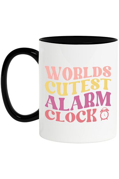 StoryGift Romania Mug with a clock and the text "The cutest alarm clock in the world" - written by b, Cu