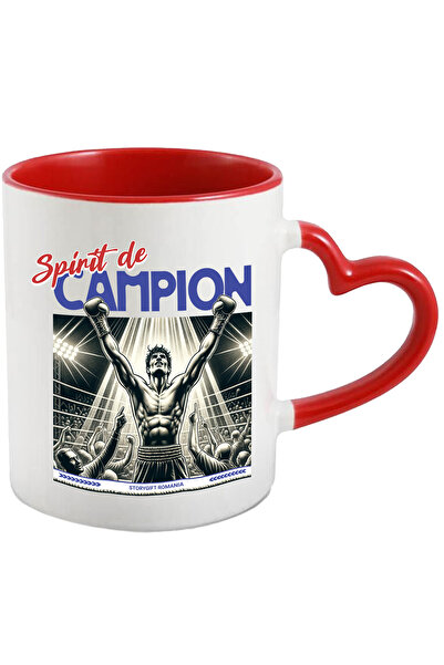 StoryGift Romania Cana Barbat Castigator Meci De Box, Munca, Spirit De Campion, 330ml, Ceramica C, Cu ,stg