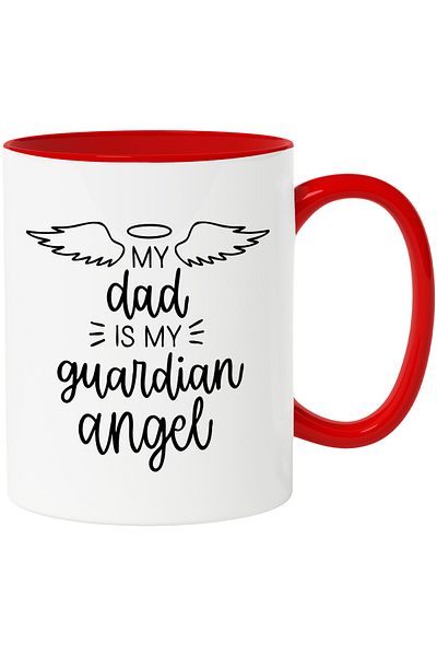 StoryGift Romania Mug with the Message in English Dad is my Guardian Angel, My Father is an Angel, Wing, With