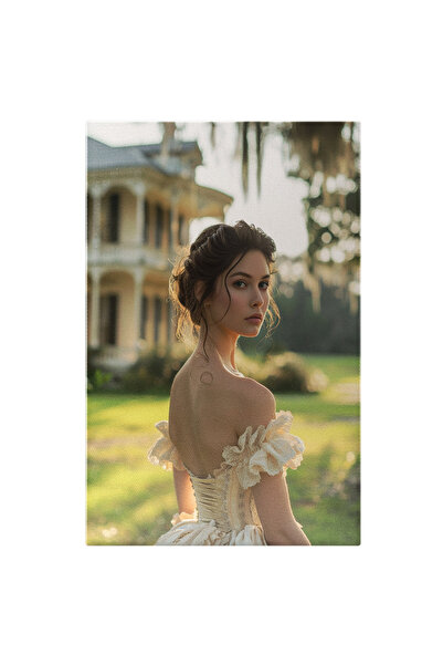 StoryGift Romania Tablou Canvas: Portet Femeie În Rochie Albă- Fotografie Art...