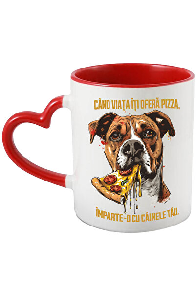 StoryGift Romania Cana Caine Cu Felie De Pizza, Text Cand Viata Iti Da , 330m...