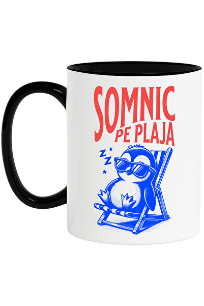 StoryGift Romania Cana Somnic Pe Plaja, Pinguin Cu Ochelarii De Soare, 330ml,...