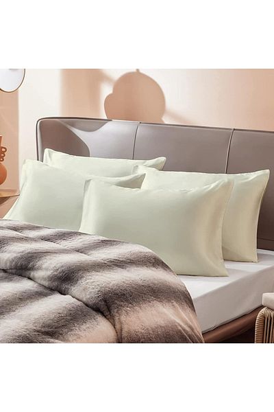 Hotel Linen Klub 4-Piece 100% Cotton Sateen Pillowcase (50x75cm) – Silky Soft Feel Like Satin, Hotel-Quality Bedding