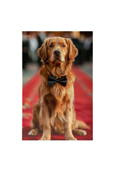 StoryGift Romania Tablou Canvas: Un Catel Cu Papion Negru Pe Un Covor Rosu - ...