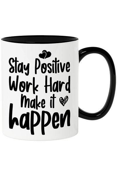 StoryGift Romania Mug with the text "Stay positive, work hard, make it happen" - stay positive, work hard, make it happen