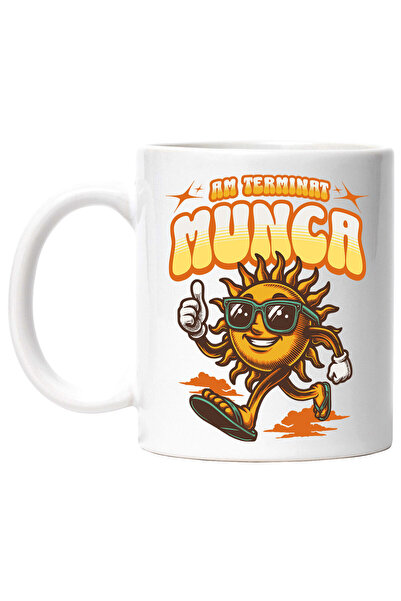 StoryGift Romania Cana Cu Soare Cu Ochelari Vesel La Plaja Cu Papuci Text Am ...