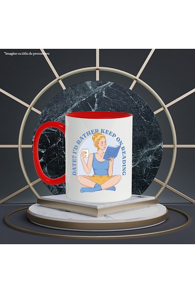 StoryGift Romania Mug With Message In English Date I'd Rather Keep On Reading, Read, Book, Multicolor, With