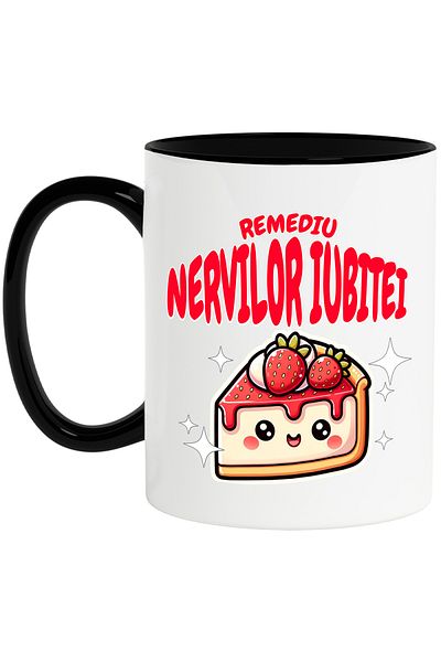 StoryGift Romania Mug Slice of Chesscake funny text remedy for girlfriend's nerves, 330ml, Ceramic with , With