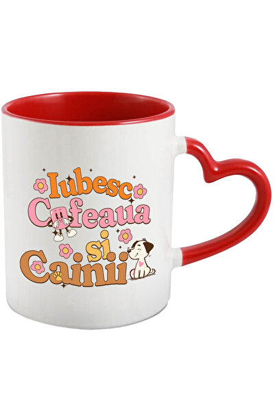 StoryGift Romania Cana Iubesc Cafeaua Si Caini Animale Mama, 330ml, Ceramica ...