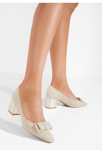 B T Shoes Sherry V2 Beige Chunky Heel Shoes