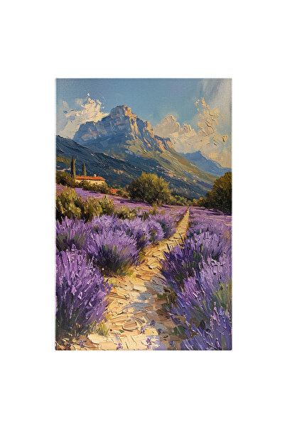 StoryGift Romania Tablou Canvas Lanul De Lavanda Pictat Langa Munti Si Vegeta...