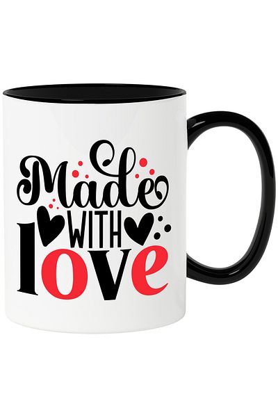 StoryGift Romania Mug with hearts and the text "Made with love" - ​​made with love, family affection, With