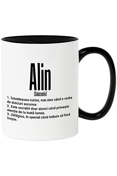 StoryGift Romania Cana Cu Numele Alin, Cu Mesaj Amuzant, Curios, Sociabil, Ga...