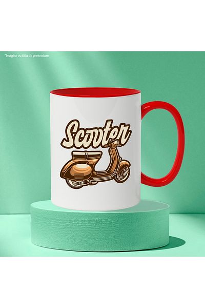 StoryGift Romania Mug With Text Scooter, Transport, Retro, Travel, Multicolor 330 ml, Ceramic, With,STG